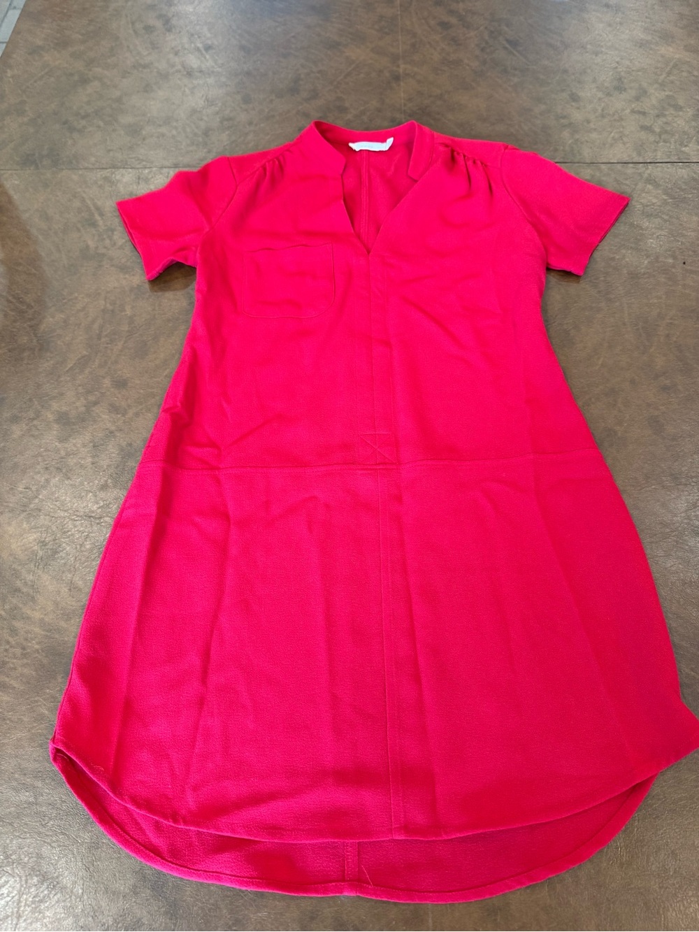 Lush Bright Red Short Sleeve V-Neck Women's Shift Dress XS